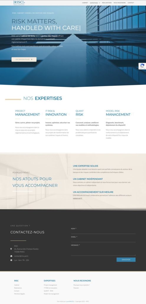 page accueil site risc